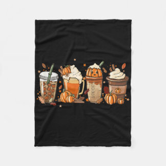 Fall Coffee Pumpkin Spice Latte Iced Warm Cosy Aut Fleece Blanket