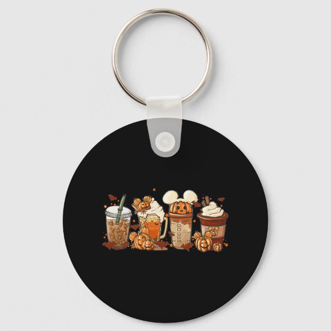 Fall Coffee Pumpkin Spice Latte Iced Warm Cosy Aut Key Ring (Front)