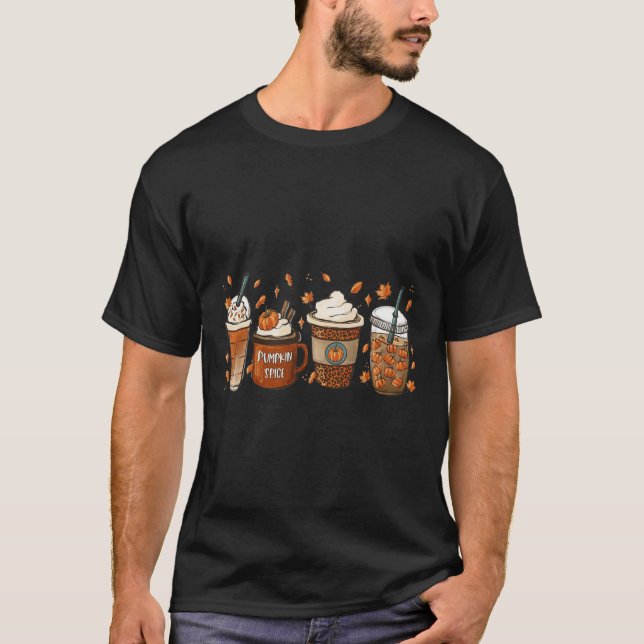Fall Coffee Pumpkin Spice Latte Iced Warm Cosy Aut T-Shirt (Front)