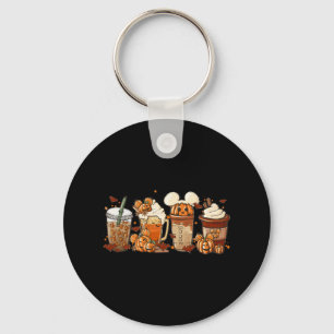 Fall Coffee Pumpkin Spice Latte Iced Warm Cozy Aut Key Ring