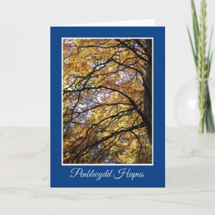 Fall Color Trees Birthday Card, Welsh Greeting Card