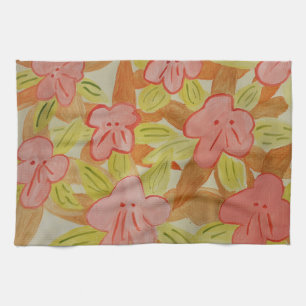 Fall Colored Flowers Tea Towel