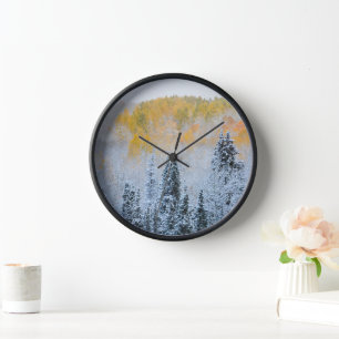 Fall Colors of Aspens & Fresh Snow Keebler Pass Clock