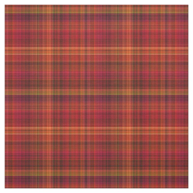 Fall Colors Red Gold Plaid Fabric Pattern (Swatch)