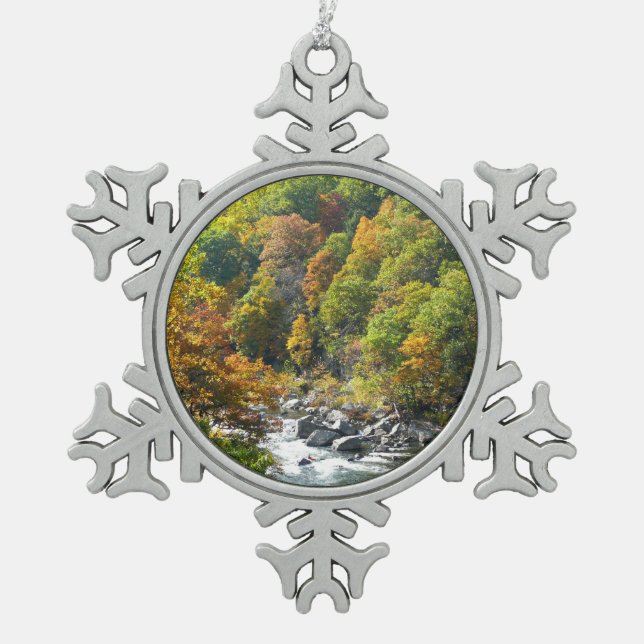 Fall Colour at Ohiopyle State Park Snowflake Pewter Christmas Ornament (Front)