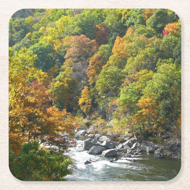 Fall Colour at Ohiopyle State Park Square Paper Coaster (Front)