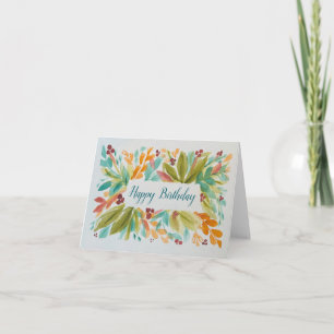 Fall colour leaves - Happy Birthday - folded blank Card