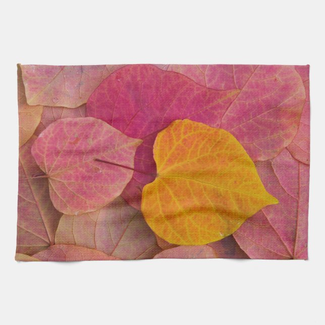 Fall colour on Forest Pansy Redbud fallen Tea Towel (Horizontal)