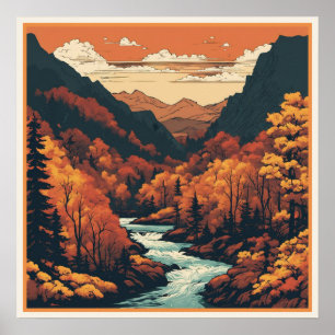 Fall Colour on the Colorado River Graphic Art Poster