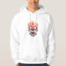 Fall colour skeleton head printed mens hoodie