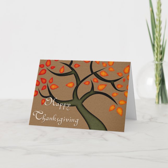 Fall Colour Tree : Happy Thanksgiving Greeting Car Holiday Card (Front)