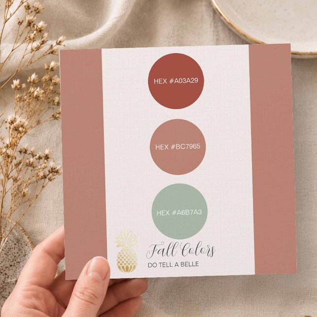 Fall Colour Wedding Palette HEX Codes Invitation (Fall wedding colors in warm shades with a sage green.)