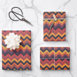 Fall Coloured Chevrons Wrapping Paper Sheet
