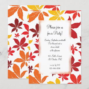 Fall Coloured Leaves All Occasion Party Invitation