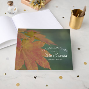 Fall Coloured Leaves Celebration of Life Memorial Guest Book