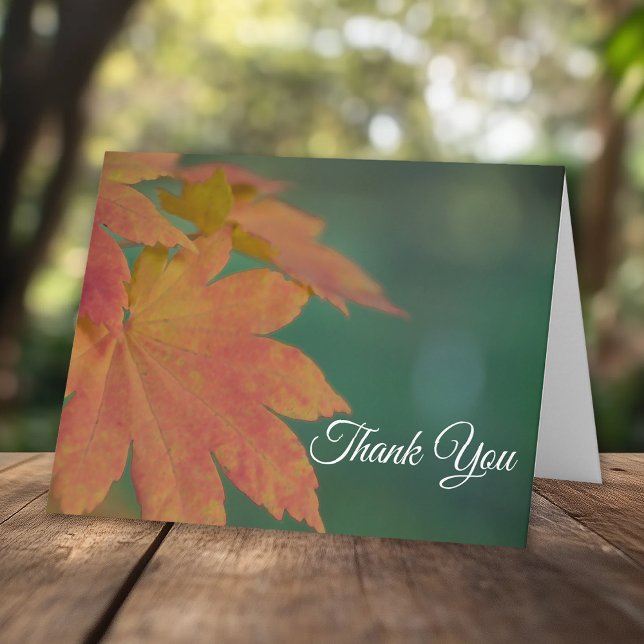 Fall Coloured Leaves Funeral Memorial Sympathy Thank You Card (Creator Uploaded)
