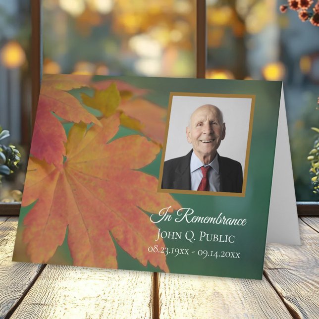 Fall Coloured Leaves Funeral Memorial Sympathy Thank You Card (Creator Uploaded)