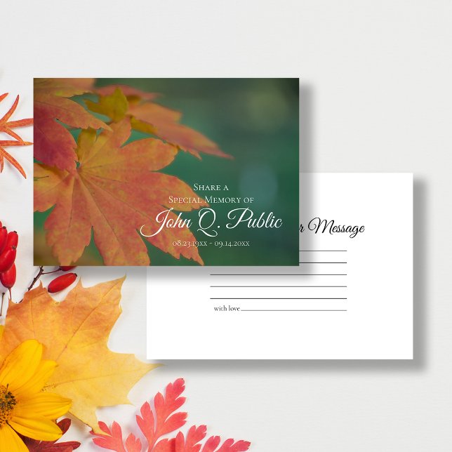 Fall Coloured Leaves Share a Memory Funeral Card (Creator Uploaded)