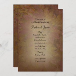 Fall Coloured Maple Leaves Wedding Rehearsal Dinne Invitation