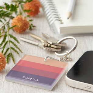 Fall Coloured Stripes- Acrylic Keychain