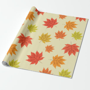 Fall Colourful Autumn Maple Leaves Pattern Wrapping Paper