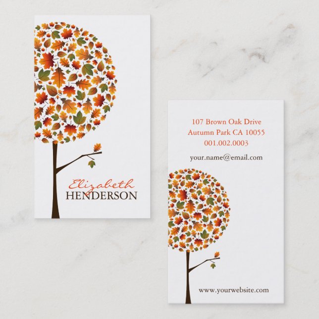 Fall Colourful Leaves Autumn Pop Tree Nature Moder Business Card (Front/Back)