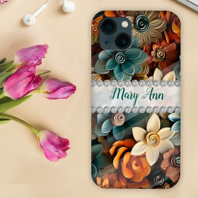 Fall colours 3D flowers, diamond frame custom Case-Mate iPhone Case (Creator Uploaded)
