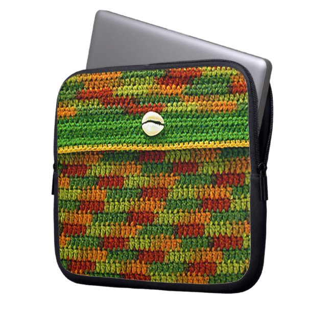 Fall Colours Artisan Crochet Print Electronics Bag (Front Left)