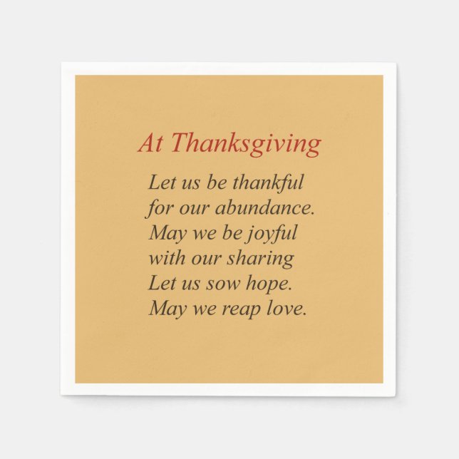 Fall Colours At Thanksgiving Poem Napkin (Front)