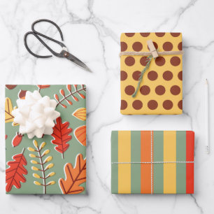 Fall Colours Autumn Leaves Wrapping Paper Set