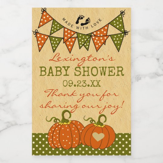Fall Colours Autumn Pumpkins Thank You Guest Food Label