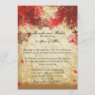Fall Colours: Burgundy and Red Branches Anniversar Invitation