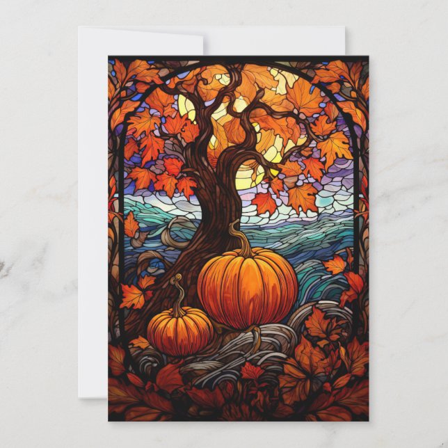 Fall Colours Custom Thanksgiving Flat Holiday Card (Front)