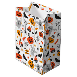 Fall colours Halloween symbols pattern Medium Gift Bag