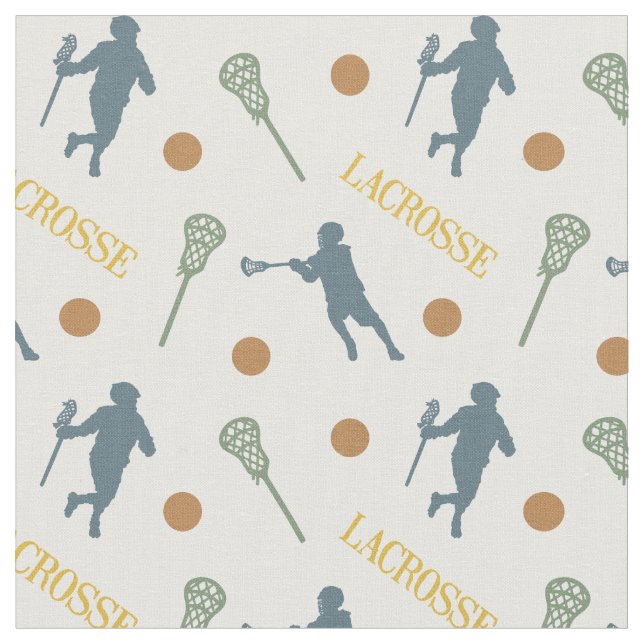Fall Colours Male Lacrosse Player Pattern Fabric (Close Up)
