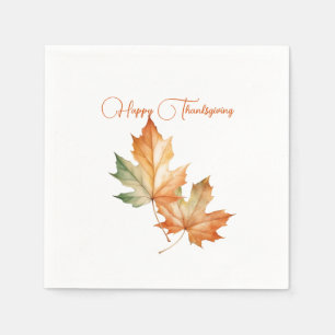 Fall Colours Maple Leaves Happy Thanksgiving Napkin