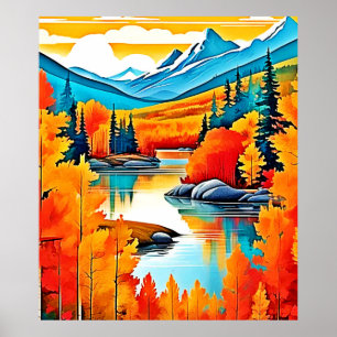 Fall Colours Mountain View Poster