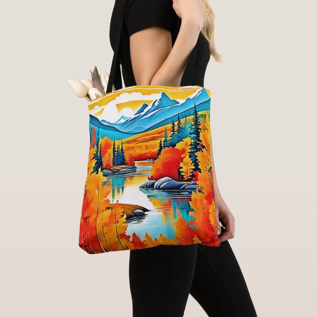 Fall Colours Mountain View Tote Bag (Close Up)
