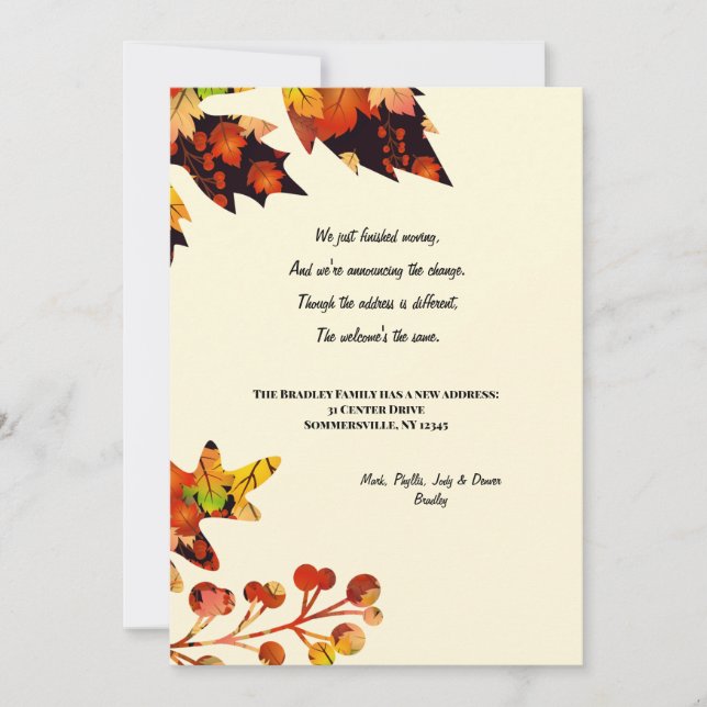 Fall Colours Moving Announcement (Front)