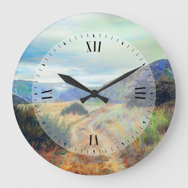 Fall colours nature landscape large clock (Front)