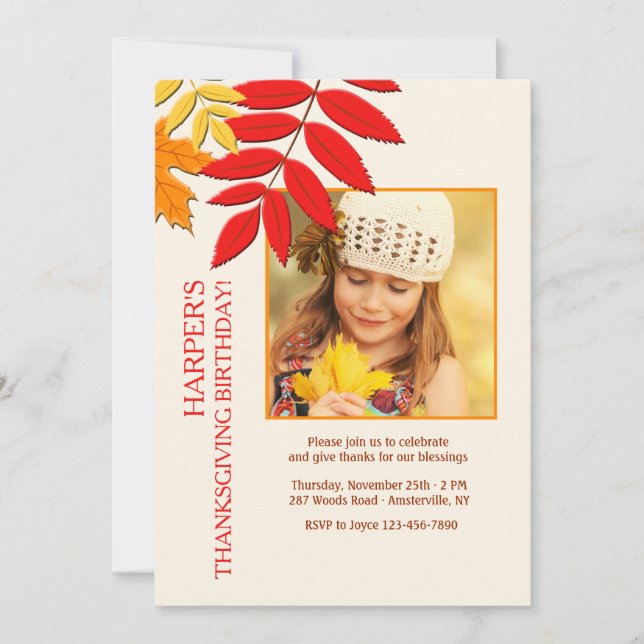 Fall Colours Photo Thanksgiving Card (Front)