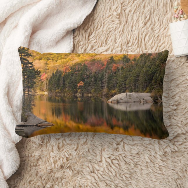 Fall Colours Reflected on Beaver Pond Lumbar Cushion (Blanket)