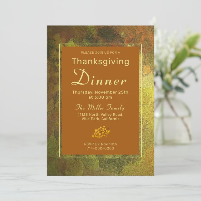 Fall Colours Thanksgiving Dinner Invitation (Standing Front)