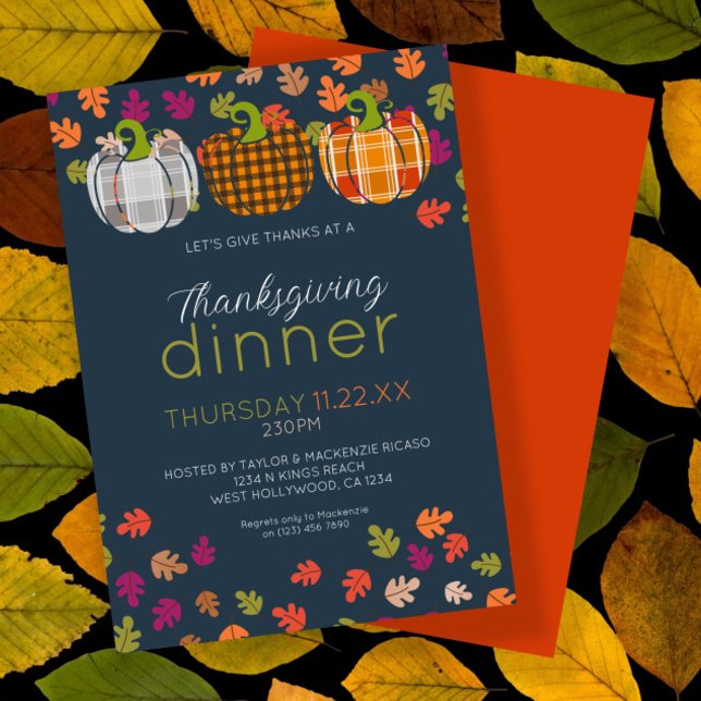 Fall Colours Thanksgiving Dinner Party Holiday Card (Fall Colors Thanksgiving Dinner Party Holiday Card by Ricaso. Stunning autumnal colors and pumpkins)