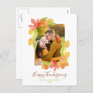 Fall Colours Thanksgiving Family Photo Holiday Postcard