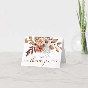 Fall Colours Watercolor Floral Thank You Card