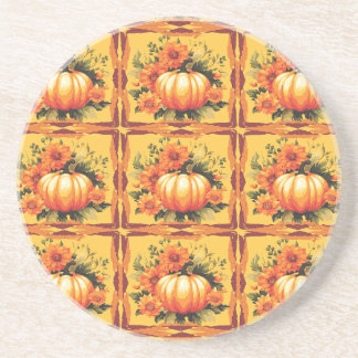 Fall Colours With Pumpkin, Flowers Coaster