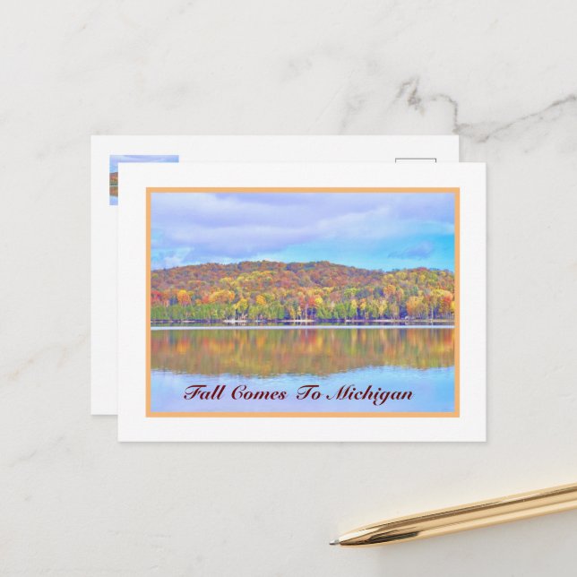 FALL COMES TO MICHIGAN POSTCARD (Front/Back In Situ)