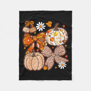 Fall Coquette Bow Fall Pumpkin Thanksgiving Women  Fleece Blanket