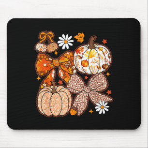 Fall Coquette Bow Fall Pumpkin Thanksgiving Women Mouse Mat